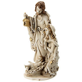Holy Family statue in resin with stars, 15 cm