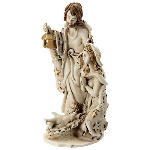 Holy Family statue in resin with stars, 15 cm 2