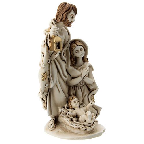Holy Family statue in resin with stars, 15 cm 3