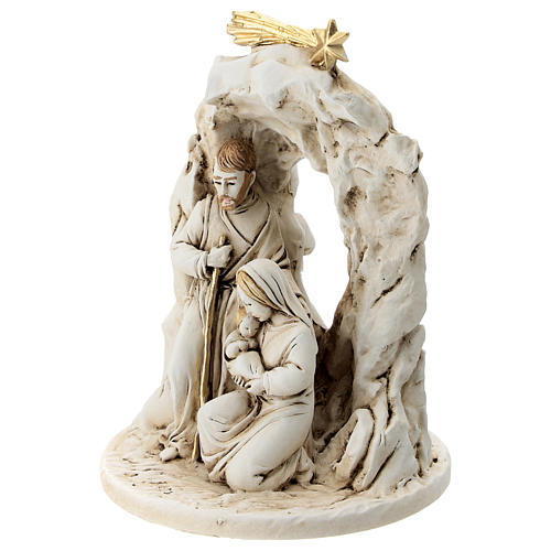 Holy Family with grotto in resin, 10 cm 2