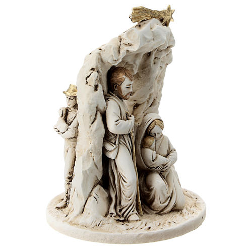 Holy Family with grotto in resin, 10 cm 3