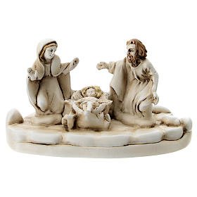 Nativity set on oval base in resin, 5 cm