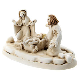Nativity set on oval base in resin, 5 cm