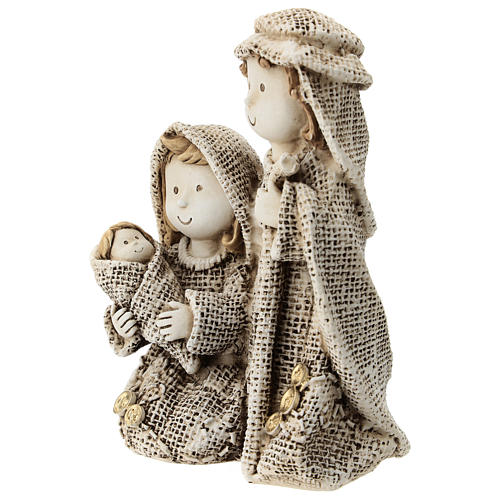 Kids nativity set, Holy Family with jute effect details, 15 cm 2