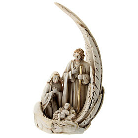 Nativity with wings and golden shades in resin 15 cm