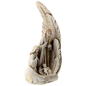 Holy Family with wing, golden shades in resin 15 cm