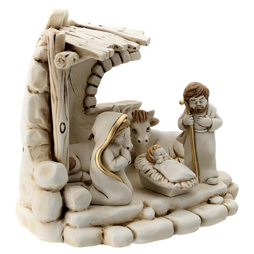 Nativity scene composition with 5 characters and shack in resin 20 cm 5