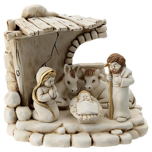 Natividade 5 figuras com cabana resina 20 cm 1