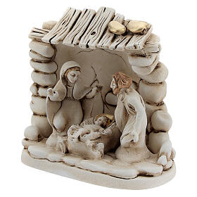 Holy Family statue with stable in resin, 10 cm