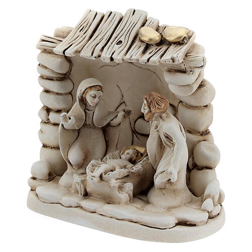 Holy Family statue with stable in resin, 10 cm 2