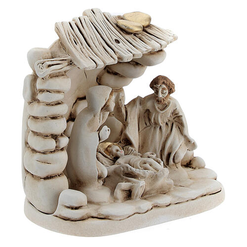 Holy Family statue with stable in resin, 10 cm 3