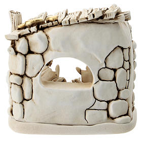 Composition cabane et crèche 5 santons résine 10 cm s4