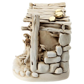 Composizione Capanna e presepe 5 personaggi resina 10 cm s5