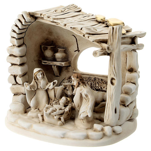 Nativity scene with stable 5 characters in resin 10 cm 2