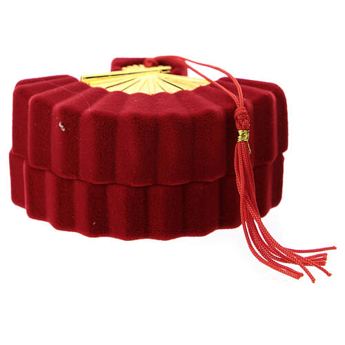 Folding fan shaped velvet case with Nativity 3