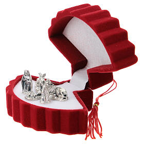 Nativity box set folding fan shape with red velvet