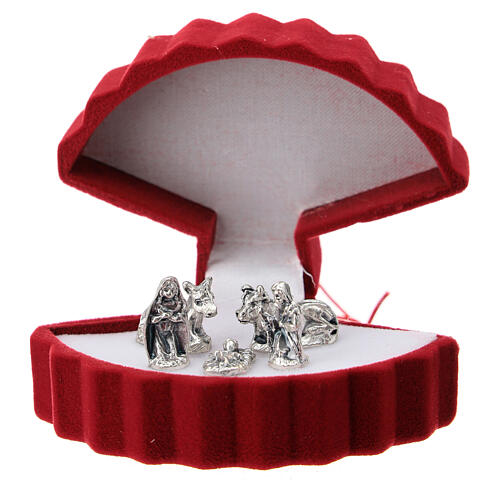 Nativity box set folding fan shape with red velvet 1