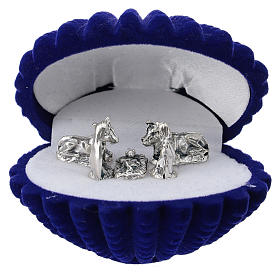 Coffret coquillage avec nativité velours rouge s1