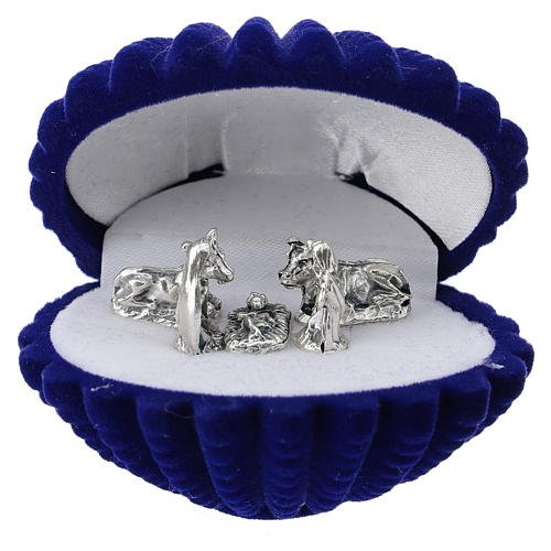 Coffret coquillage avec nativité velours rouge 1