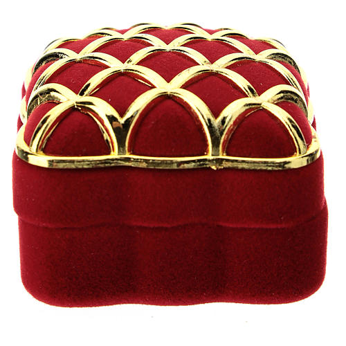 Caixinha porta-jóias quadrada veludo vermelho dourado natividade 3