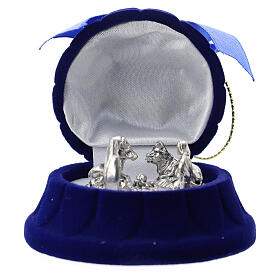 Cofre campana con natividad terciopelo azul