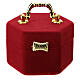 Hexagonal box with handle and Nativity in red velvet inside s3