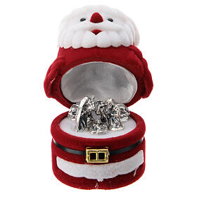 Santa Claus Nativity set box in red velvet