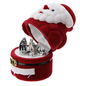 Santa Claus Nativity set box in red velvet