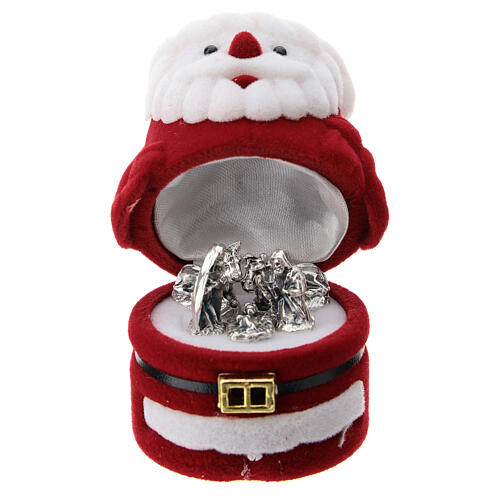Santa Claus Nativity set box in red velvet 1
