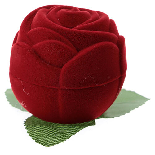 Schatulle aus rotem Samt in Form einer Rose mit der Weihnachtsgeschichte 3