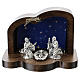 Nativity scene in metal with curved wood shack 5 cm s1