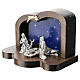 Nativity scene in metal with curved wood shack 5 cm s2