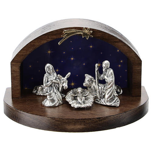 Round stable with Holy Family 5 cm in metal 1