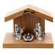 Nativity scene in metal with pear wood shack 5 cm s1
