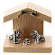 Nativity in metal with pear wood shack 5 cm s1