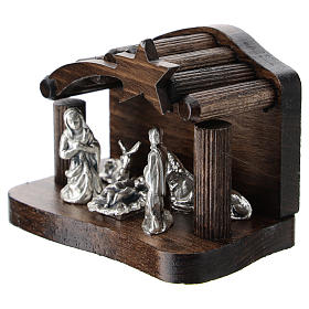 Peg stable with wood and metal Nativity set, 5 cm