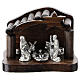 Peg stable with wood and metal Nativity set, 5 cm s1
