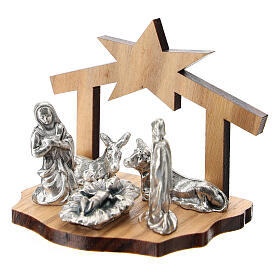 Narodziny Jezusa metal i grota stylizowana drewno oliwne 5 cm