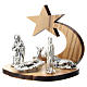 Nativity in metal with olive wood star 5 cm s2