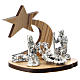 Nativity in metal with olive wood star 5 cm s3