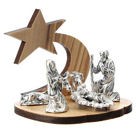 Nativité métal avec comète en olivier stylisée 5 cm s3