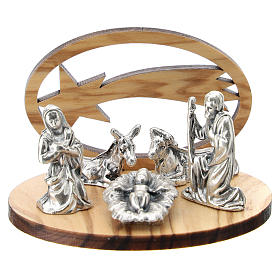 Nativity in metal with wood star 5 cm