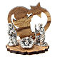 Nativity in metal with wood angel and star 5 cm s1