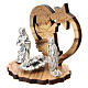Holy Family in metal with angel and star wood 5 cm s2