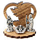 Nativity in metal with olive wood angel 5 cm s1