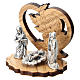 Nativity in metal with olive wood angel 5 cm s2