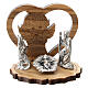 Angel and heart in olive wood with Nativity scene metal 5 cm s1
