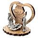 Angel and heart in olive wood with Nativity scene metal 5 cm s2