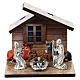 Weihnachtsgeschichte in Hütte aus Holz mit Figuren aus Metall, 5 cm s1