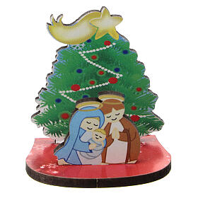 Weihnachtsgeschichte vor Weihnachtsbaum bedrucktes Holz, 5 cm